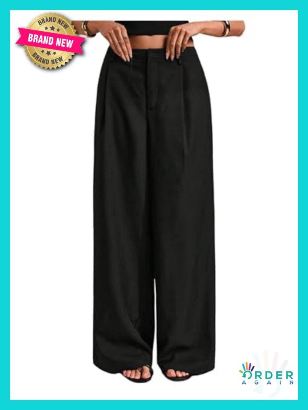 Wide Leg Pleated Dress Pants with Pockets Business Casual Work